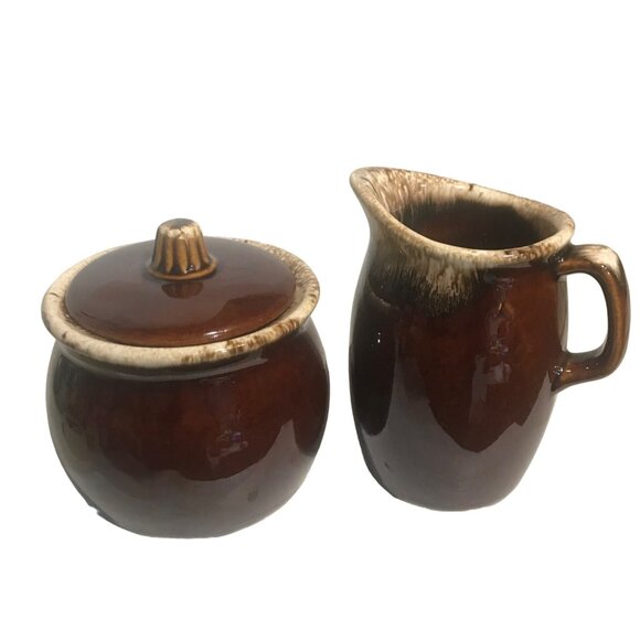 Vintage hull pottery Ceramic Sugar Bowl & Creamer Set - Picture 1 of 15
